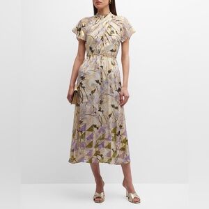 NWT $1895 St. John Geo Frieze Printed Jacquard Wrap-Front Dress